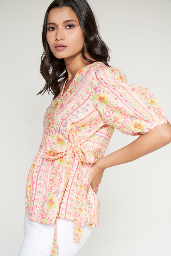 Shorts sleeve Top, Peach, image 4